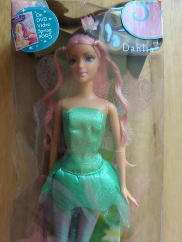 NEW Fairytopia BARBIE Green Dahlia Fairy Doll Pink Hair Glit