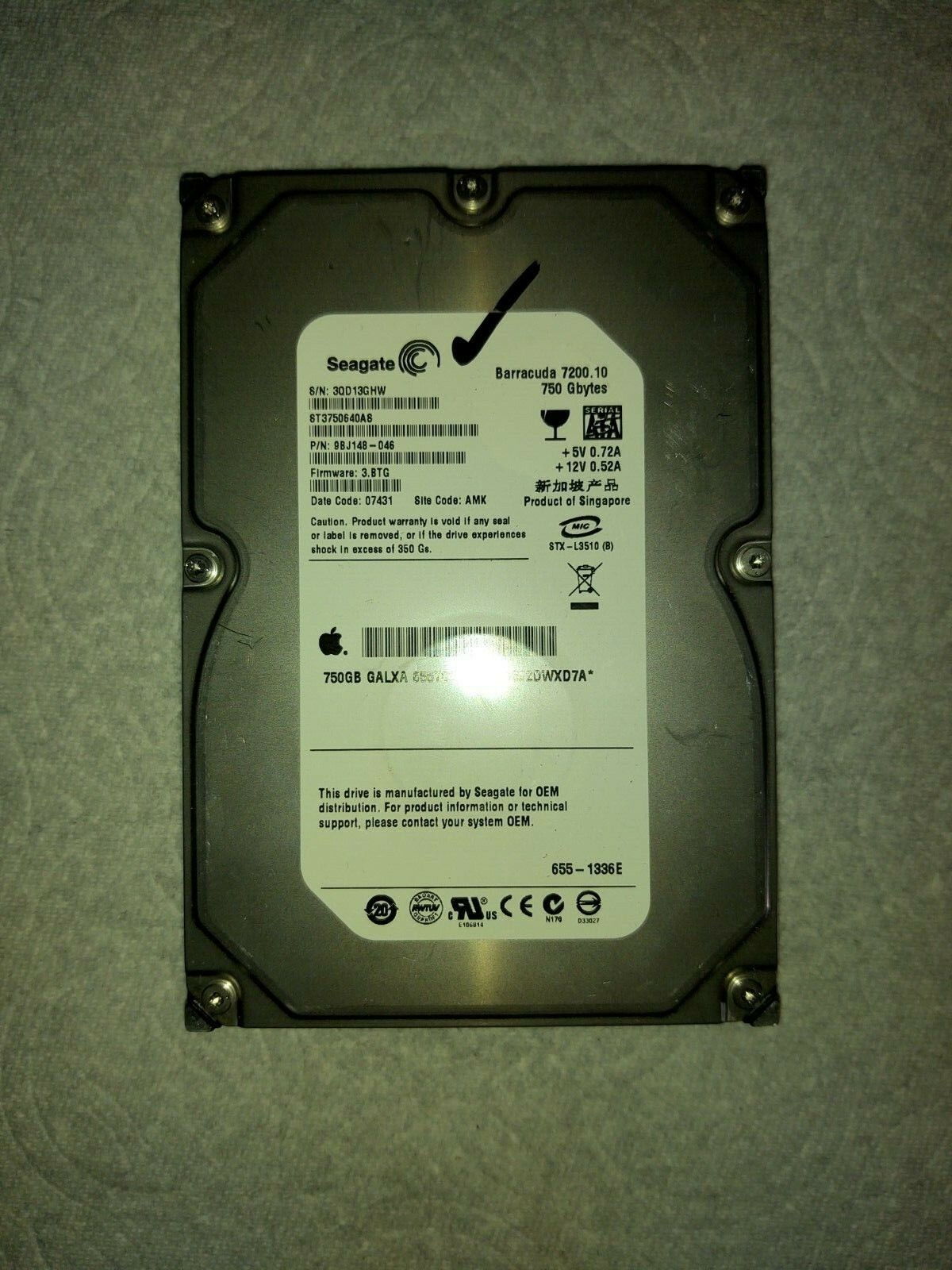 Seagate 3.5インチ内蔵HDD 750GB EIDE 7200rpm U-ATA100 16MB ST3750640A o7r6kf1 Seagate ST3750640NS Barracuda ES 750GB 7200RPM SATA 16MB 3.5