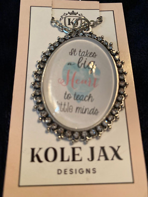 NEW Kole Jax ''It Takes A Big Heart to Teach Little Minds'' Rhinestone Necklace