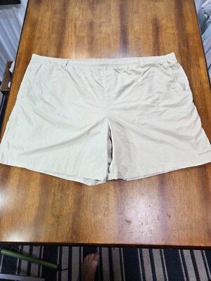 Columbia Shorts Mens 5X Inseam 8  Khaki PFG Nylon Mesh Liner New 54 to 56 Waist