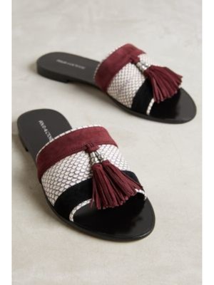 

POUR LA VICTOIRE Женские кожаные сандалии без шнуровки Sangria Maroon Lakess 8,5, LAKESS