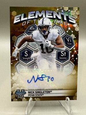 2023 Bowman s Best U Nick Singleton Gold Elements of the Game Auto /50 Penn St