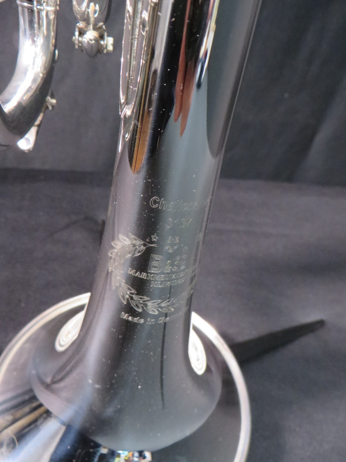 B & S 3137-S Silver Bb Trumpet- MINT Condition- w/ OHSC and accessories #PTR66