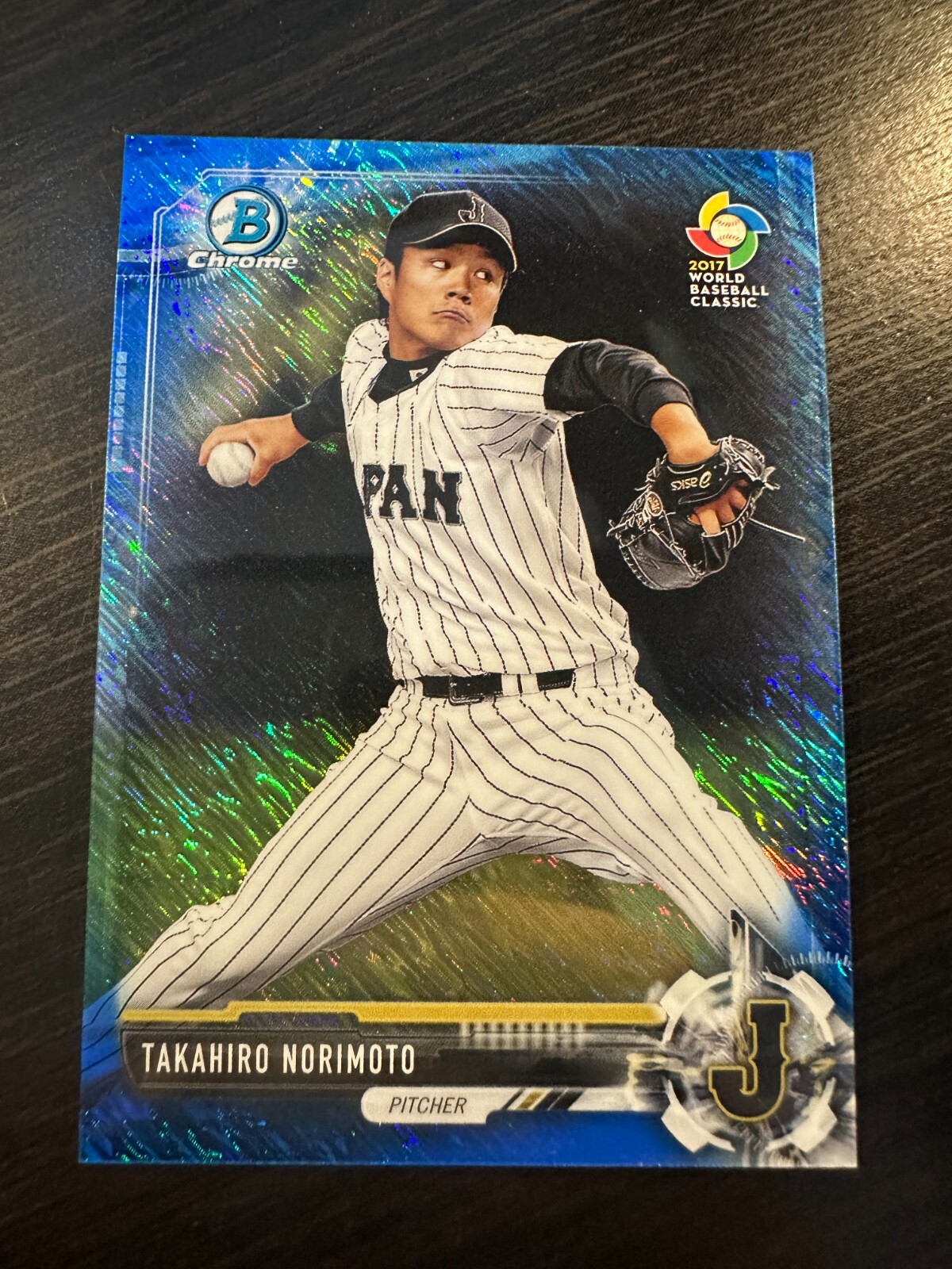 TAKAHIRO NORIMOTO 2017 BOWMAN CHROME WBC BLUE WAVE REFRACTOR