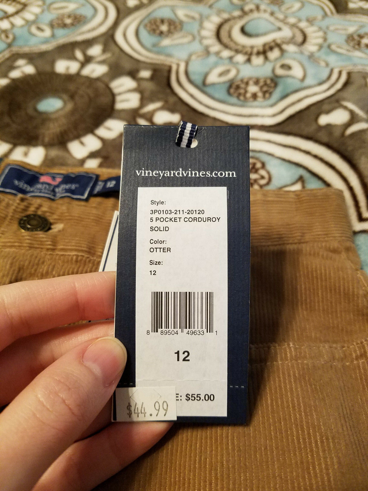 VINEYARD VINES Boys Pants Brown Corduroy SIZE 12 NWT MSRP $55 Adjustable