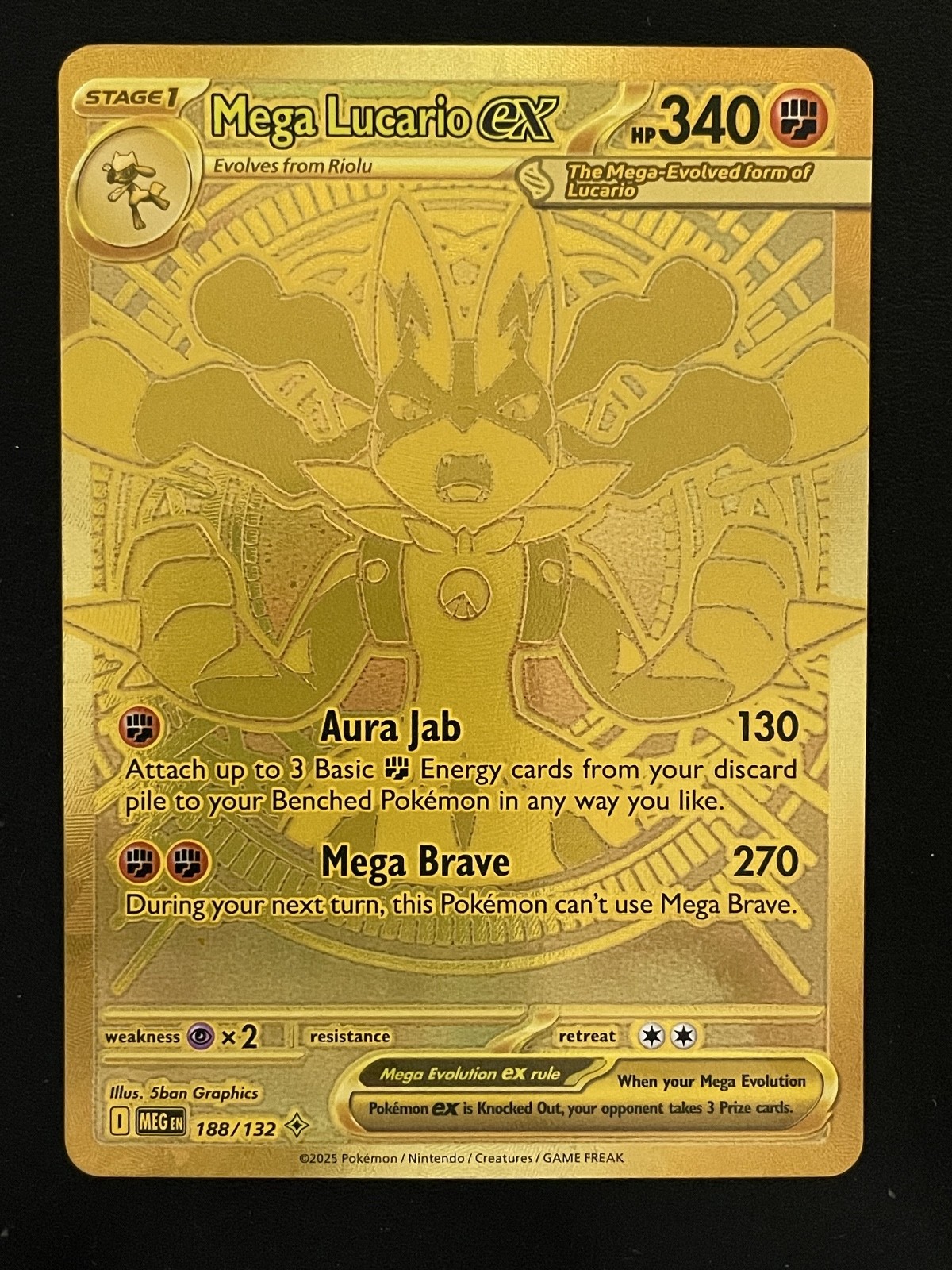 2025 Pokémon Holo Hyper Rare Mega Lucario EX 188/132