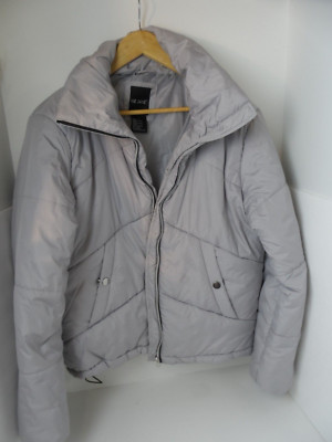 Me Jane Women's Youth Juniors Hooded Gray Puffer Jacket - Size L