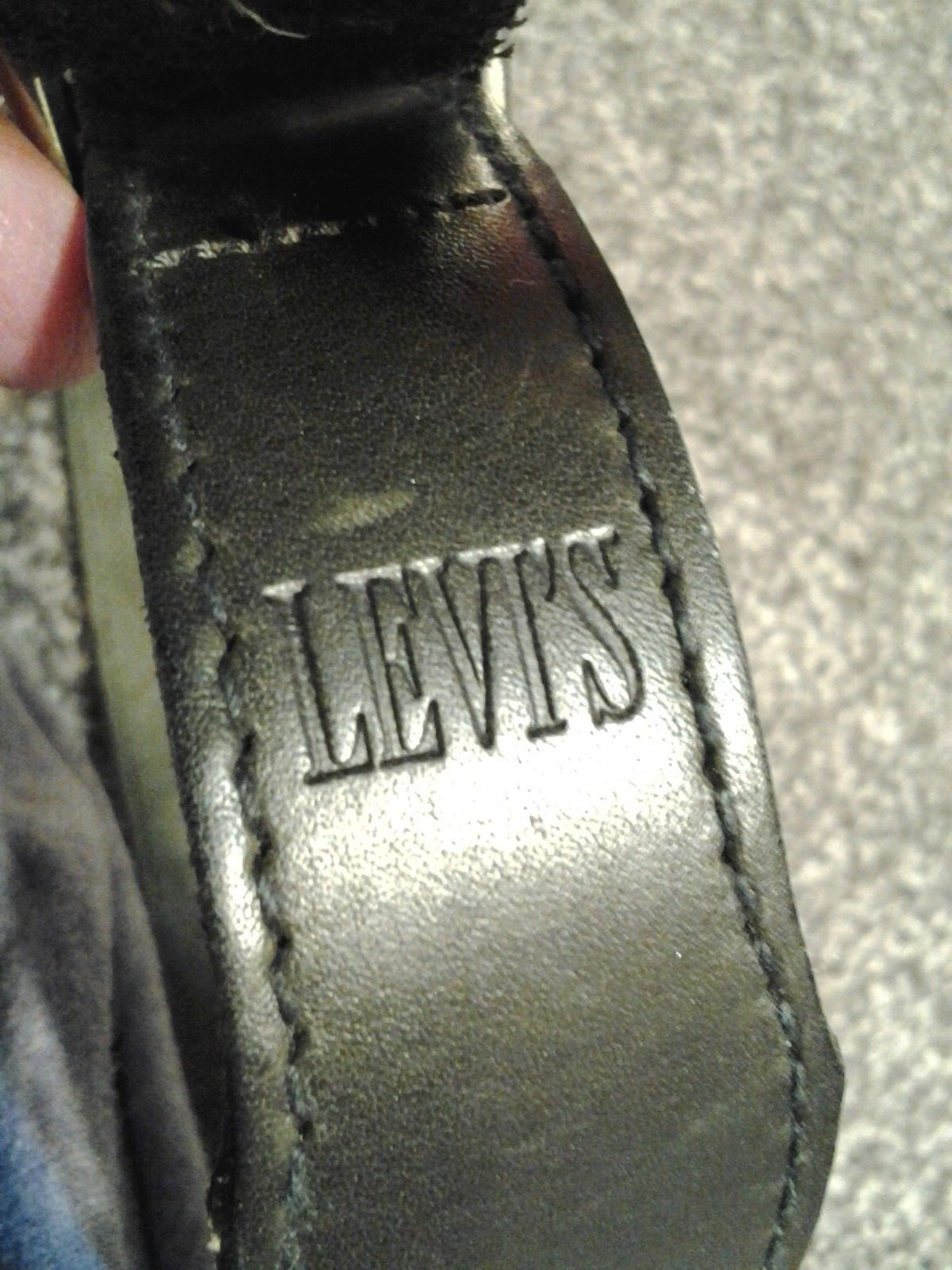 Vtg LEVI'S Black Leather Western Belt Silver Thunderbird Snake Skull M 27-31