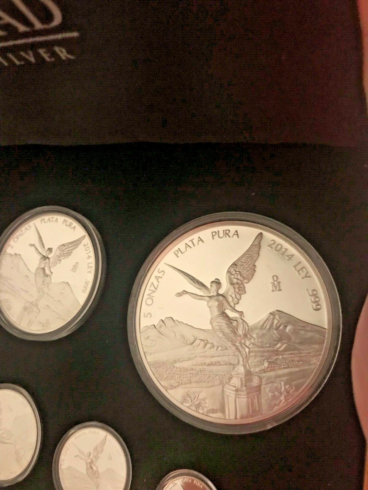 2014 7 Coin Silver Libertad Proof Coins of Mexico set  w COA #102