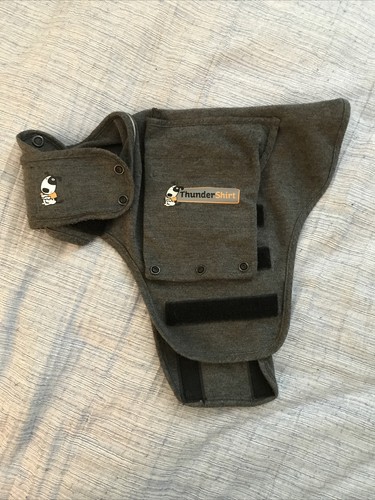 S Calming Dog Anxiety THUNDER SHIRT / Charcoal Gray Vest, W/Thunder Spray Patch