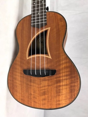 Eddy Finn Model EF-28-C Concert Size All Koa Sharkfin Soundhole Acoustic Ukulele