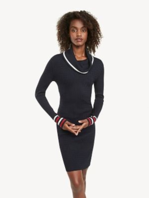 

TOMMY HILFIGER Женское темно-синее коктейльное облегающее платье длиной выше колена с длинными рукавами, Navy