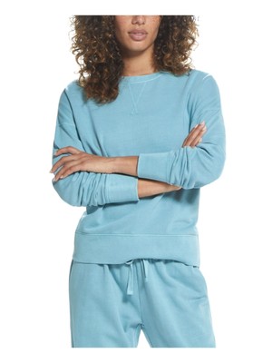 

WEATHERPROOF VINTAGE Женский синий ребристый свободный крой с длинным рукавом и круглым вырезом