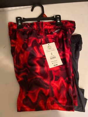 Athletic Works Boys 2-Pack Shorts with Pockets Size M 8 Brilliant Red/Greystone