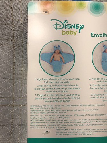 NEW Disney Baby Infant Monsters Inc Hooded Bath Wrap Towel 0-3 Months Blue Sully