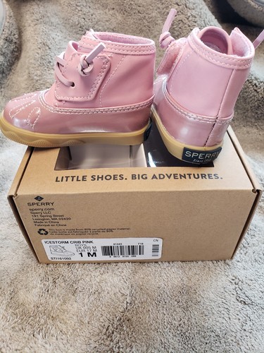 Sperry Girls' ICESTORM Crib Fashion Boot, Pearlized Pink, 1 Medium US Infant