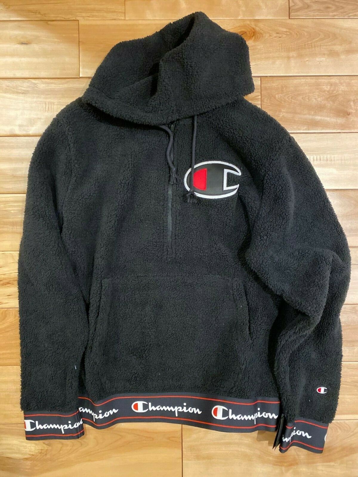 CHAMPION SHERPA PULLOVER HOODIE BLACK C Logo NEW WITH TAGS CHAMPION SHERPA PULLOVER HOODIE BLACK C Logo NEW WITH TAGS