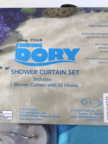 Brand New! Finding Dory Shower Curtain With 12 Hooks