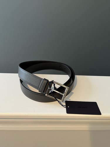 【日本入手困難】プラダ Saffiano belt ベルト Black Leather belt | PRADA