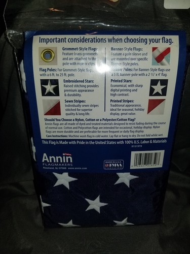 Annin Embroidered American Flag Banner - 2.5 x 4