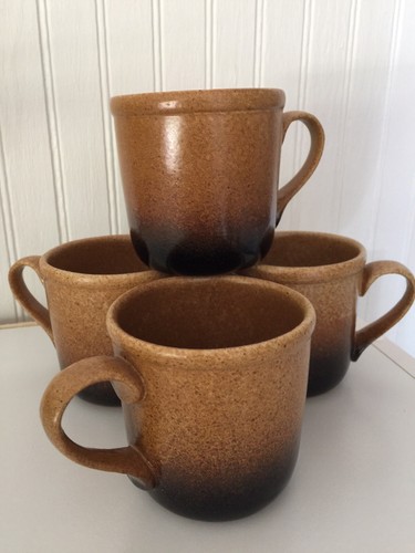 4 Vintage 60s 70s Mid Century Modern Pottery Craft USA Mugs Boho Hygge Jungalow