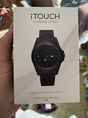 Itouch All Black Connected Analog Smart Watch Android & IOS Compatible NIB