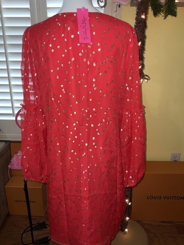 Pre-owned Lilly Pulitzer Cleme Silk Dress Ruby Red Metallic $258 Size 4,6,8,10,12,16