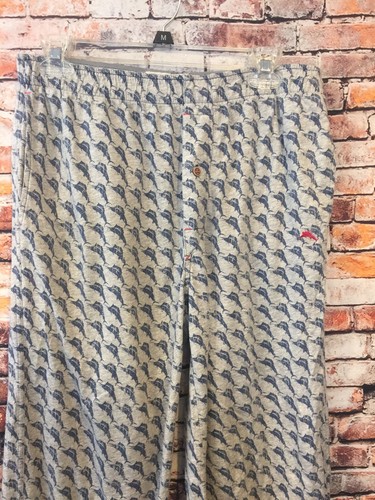 Tommy Bahama Mens Size Medium Gray Marlin Stretchy Lounge Pajama Pants
