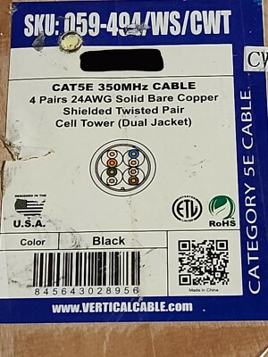 Vertical Cable 059-494/WS/CWT CAT5E F/UTP LLDPE Dual Jacket Direct Burial /50ft