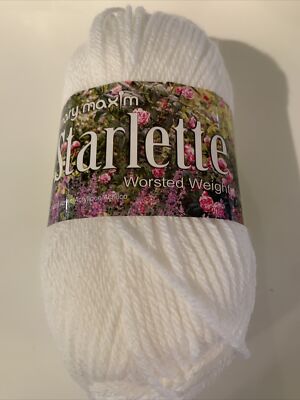 Mary Maxim Starlette Worsed Weight Yarn/284-001 White 180 yds 3.5oz 100% Acrylic