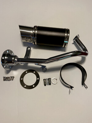 Black 50cc Scooter Performance Exhaust and Stubby Racing Muffler - 139QMB 