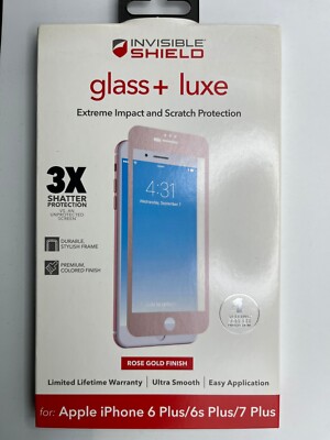 Zagg Invisible Glass + Luxe Screen Protector For iPhone 7 Plus/ 8 Plus Rose Gold