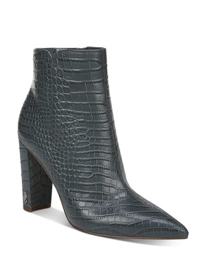 Женские кожаные ботильоны SAM EDELMAN Aqua Reptile Raelle с носком на блочном каблуке 6,5 м