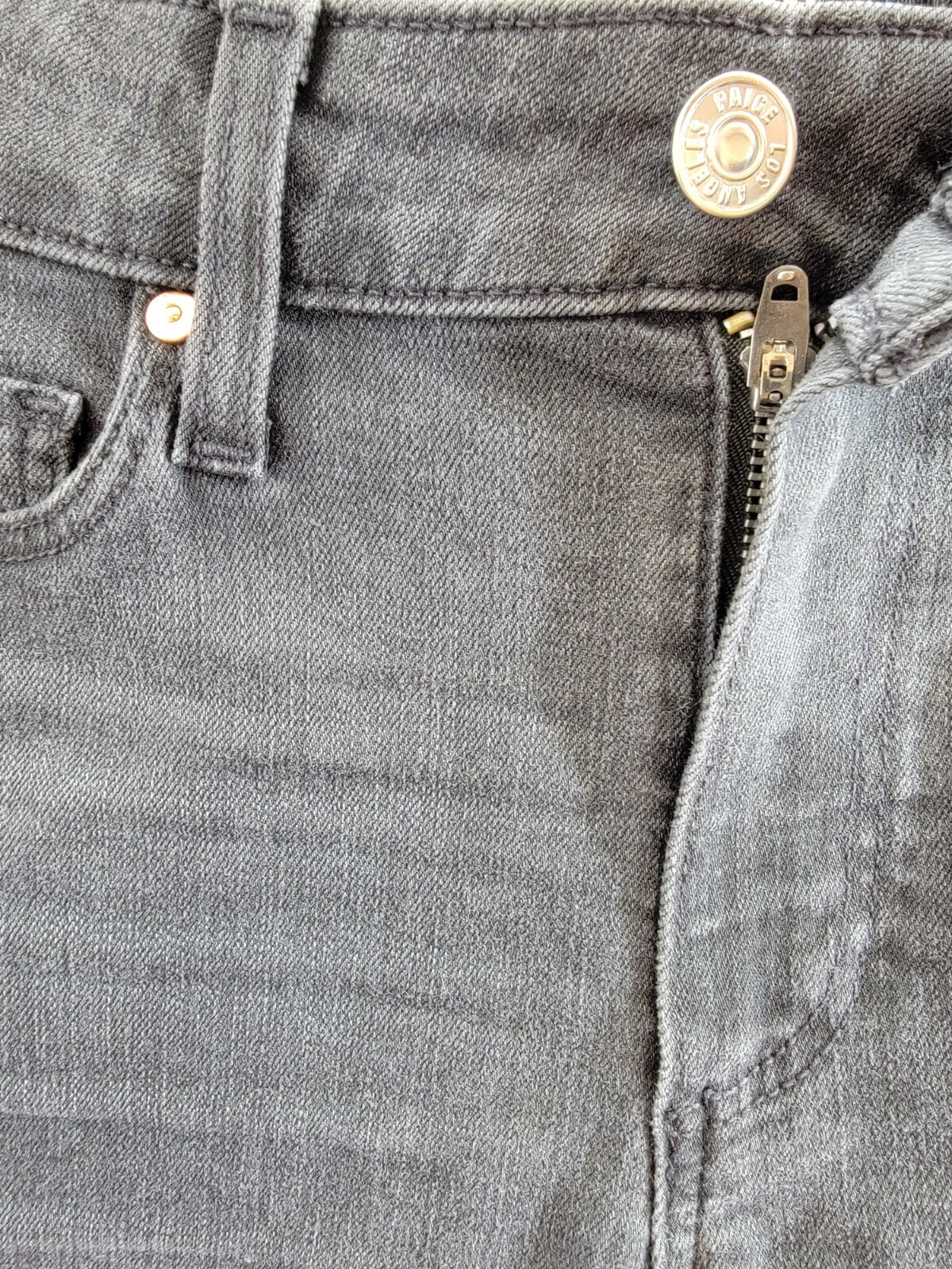 Paige Straight Leg Ankle Raw Hem Jeans Women's 24 Washed Black - Picture 10 of 18