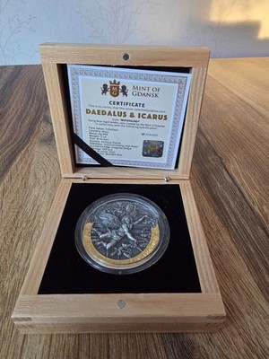 Daedalus and Icarus 2 oz Silbermünze High Relief Antique Finish – Niue 2021 Mint