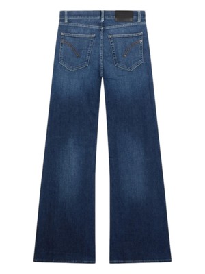 Pre-owned Dondup Woman Wide Leg Jeans Denim 18250 In Blue