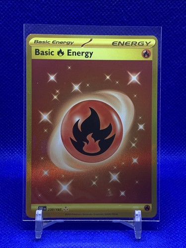 Pokemon Card Basic Fire Energy Gold 3 Gold Stars Obsidian
