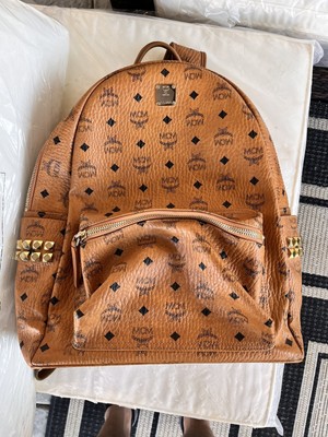 MCM Backpack Stark Side Studs Visetos MMK3AVE37 Brown Leather 26cm x 32cm x 12cm