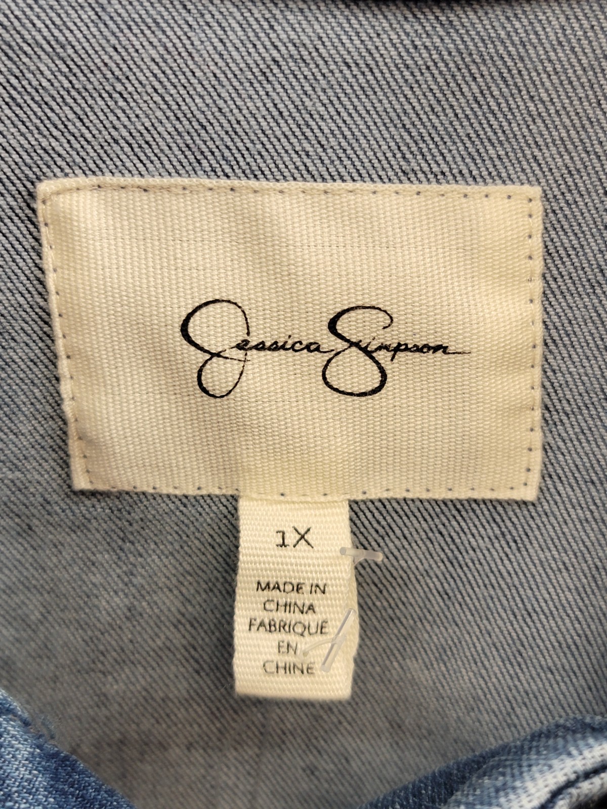 Jessica Simpson Trendy Plus Pixie Long Sleeve Denim Jacket Women's 1X Mercer - Picture 12 of 18