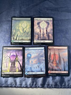 MTG All 5 Basic Full Art Lands - Phyrexia All Will Be One NM Forest Island Swamp