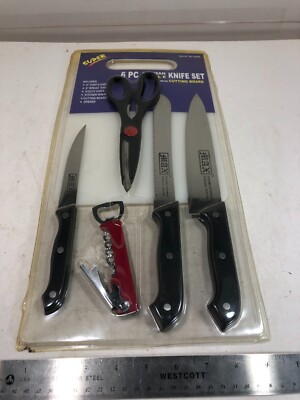 6 pieces Kitchen 3 knifes / scissor / can opener / cutting board set