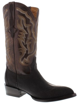 Pre-owned El Presidente Mens Western Cowboy Boots Brown Real Stingray Diamond Skin Leather J Toe