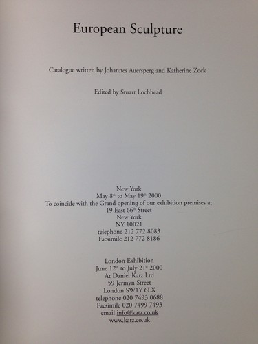 Daniel Katz European Sculpture Catalogue