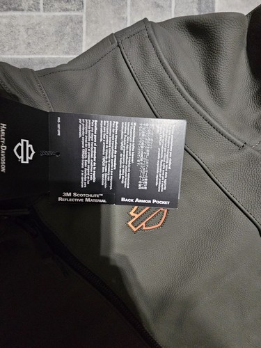 Pre-owned Harley-davidson Harley Davidson Men's Paradigm Triple Vent System 2.0 Leather Jacket 2024 Size M In Black/olive
