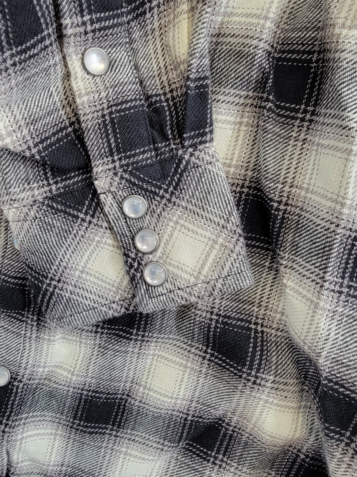 Polo Ralph Lauren Plaid Flannel Western Button Shirt Big Girls 10 Cream/Black - Picture 11 of 20