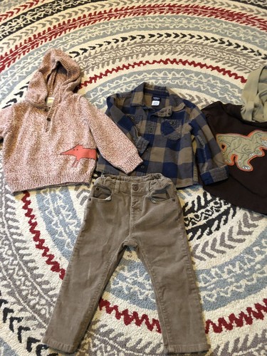 Toddler 18 24 Month Fall Lot Corduroy Hoodie Flannel Dino Top Shirt Zara Carters