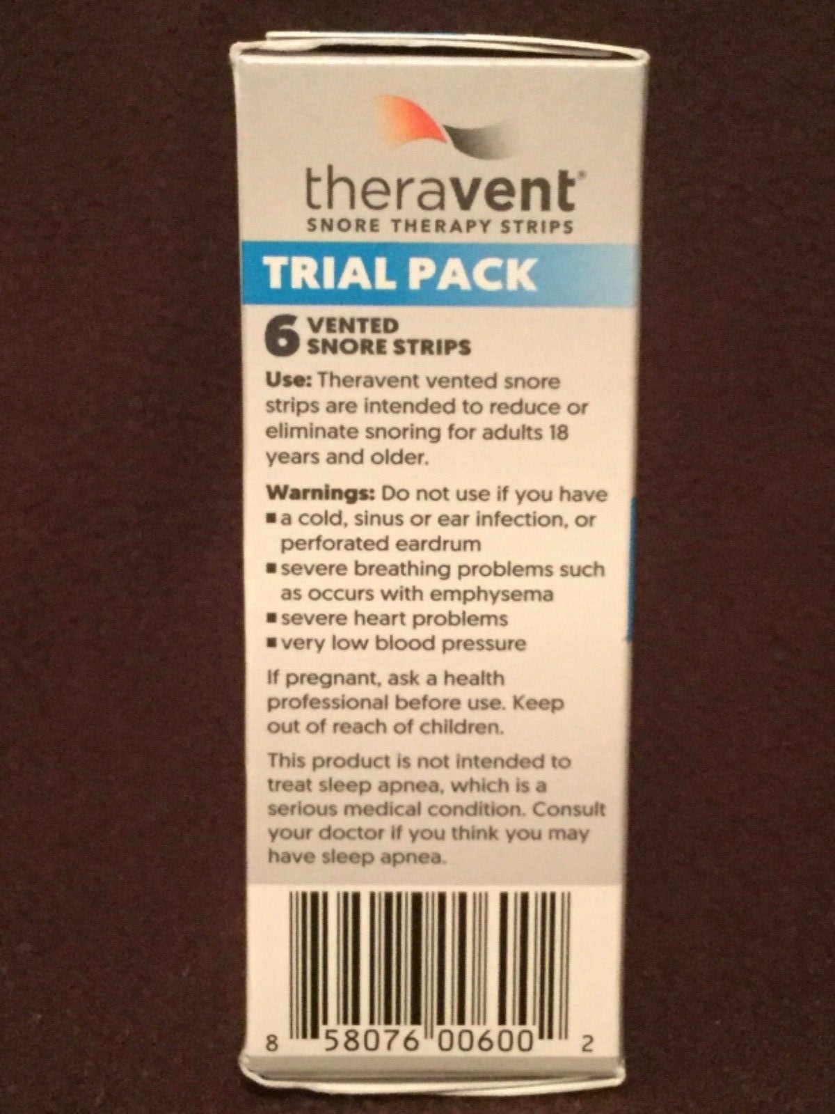Theravent Trial Pack Snoring Therapy ~ 6 Night Supply