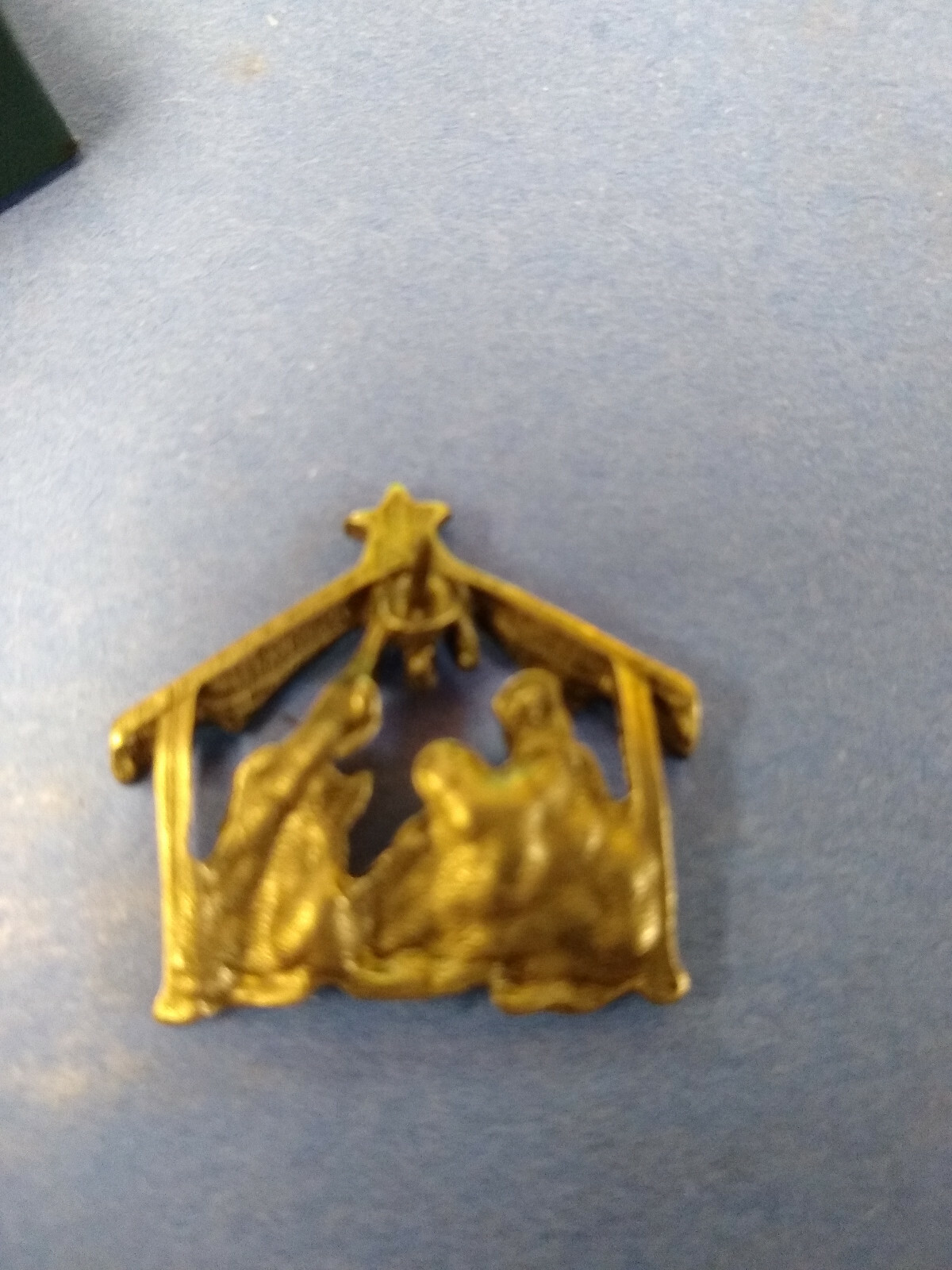 Vintage Circa 1970 Pewter Nativity Scene Pin