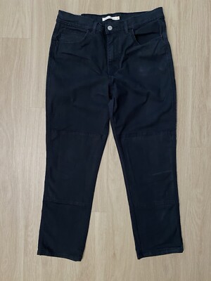 Levi's Jeans 724 High Rise Straight Crop Women's W31 L25 Faded Black Knee Pad