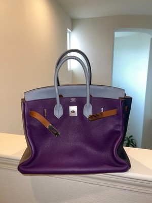 PERFECT CONDITION Hermes Birkin 30 Togo (Purple, Light Blue, Brown)